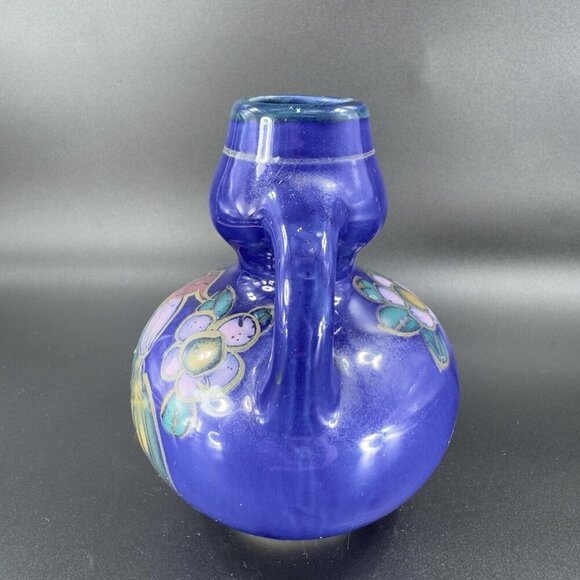 Vintage 1980s Japanese Porcelain Double Handle Vase Vessel Hand Made In Japan - Picture 11 of 12